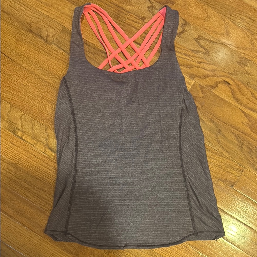 lululemon athletica plum Tank Top with coral attached bra